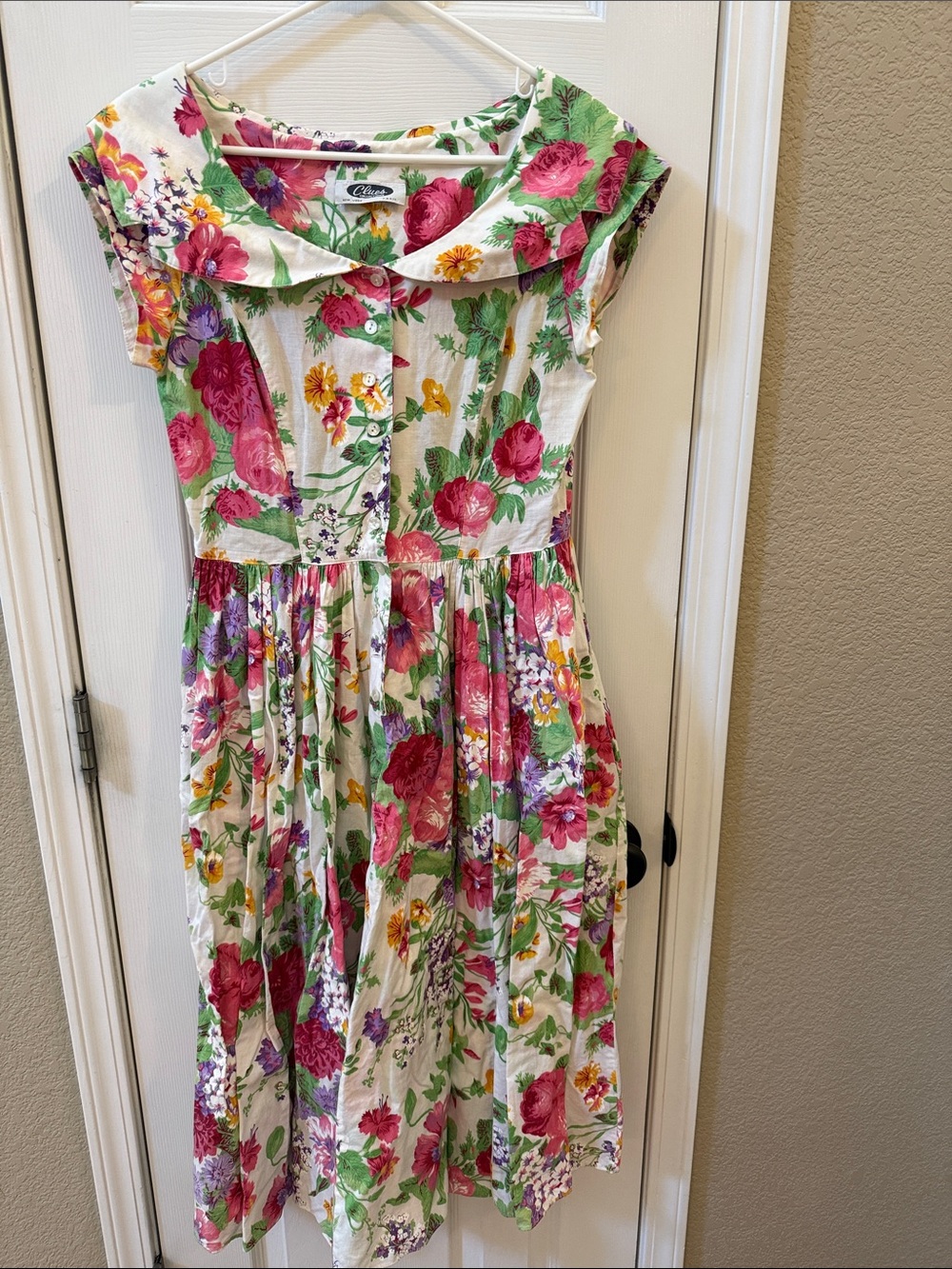 Clues collections Vintage Floral Sundress with Sweet Collar sz 10